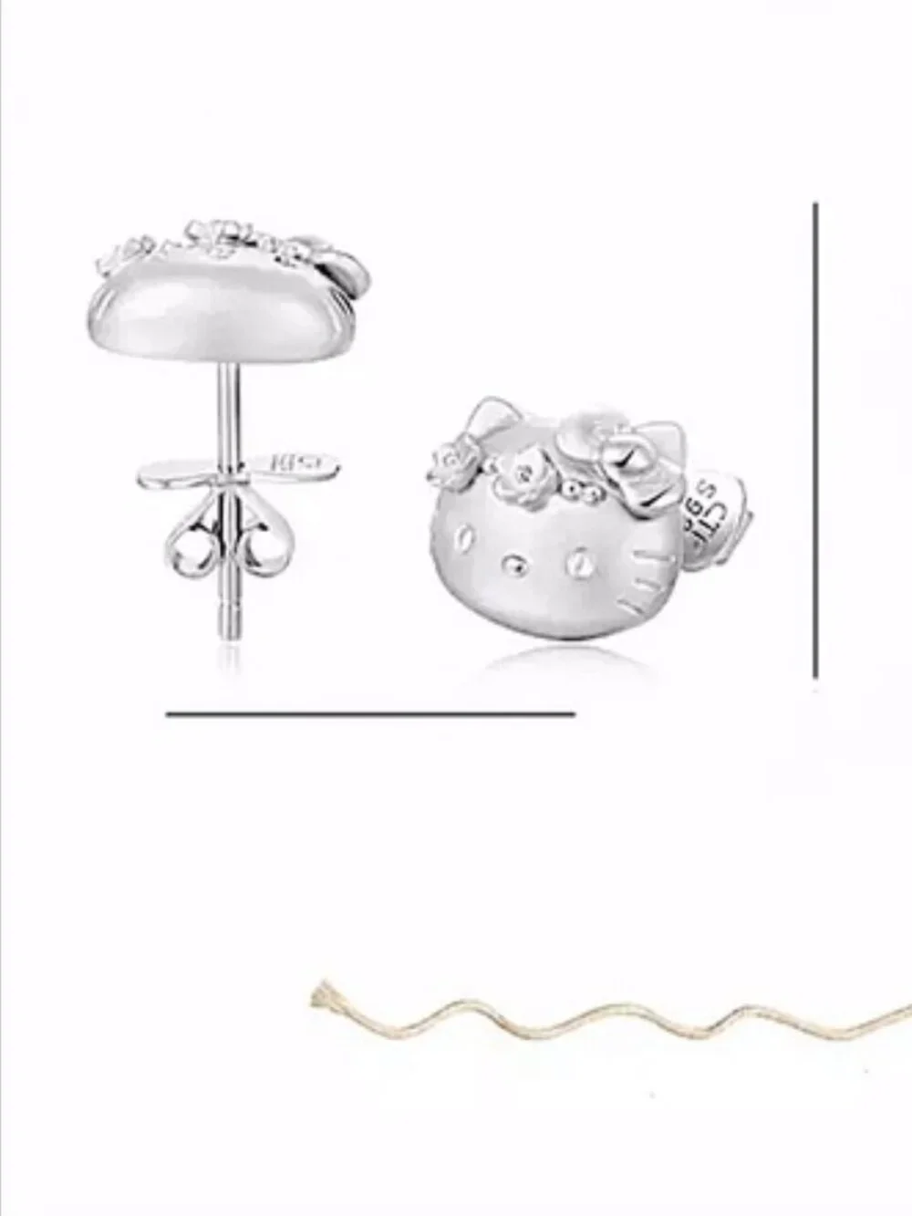 Hello Kitty Sterling Silver Diamond Stud Earrings
